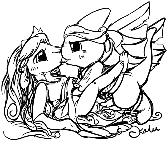 black_and_white female hair kalu kissing kyrii long_hair lying male missionary_position monochrome neopets on_back penis plain_background pussy sex shoyru straight white_background