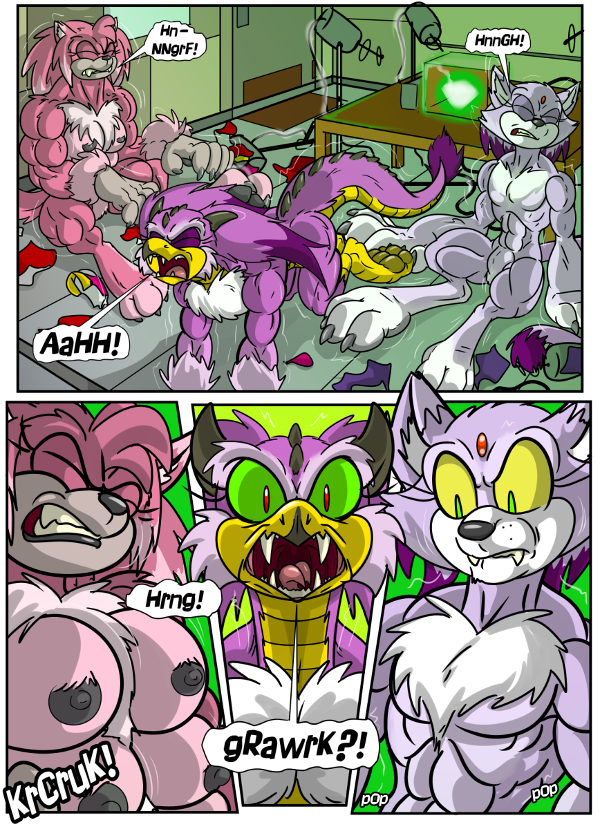 all_fours amy_rose anthro avian bird black-rat blaze_the_cat breasts chest_tuft clenched_teeth comic eulipotyphlan eyes_closed fangs felid feline felis female female/female forked_tongue green_eyes green_sclera group hedgehog hi_res mammal multi_breast multicolored_body muscular muscular_female nude open_mouth pain red_eyes sitting sonic_riders sonic_the_hedgehog_(series) tail_tuft teeth toeless_(marking) tongue transformation tuft two_tone_body unknown_species wave_the_swallow were wereeulipotyphlan werehog wide_eyed yellow_sclera