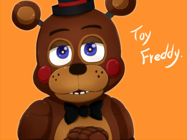 2015 4:3 ambiguous_gender animatronic anthro blue_eyes bow_tie brown_body clothing five_nights_at_freddy's five_nights_at_freddy's_2 freckles hat headgear headwear ill825_(artist) looking_at_viewer machine mammal multicolored_body red_cheeks robot solo toy_freddy_(fnaf) ursid ursine video_games