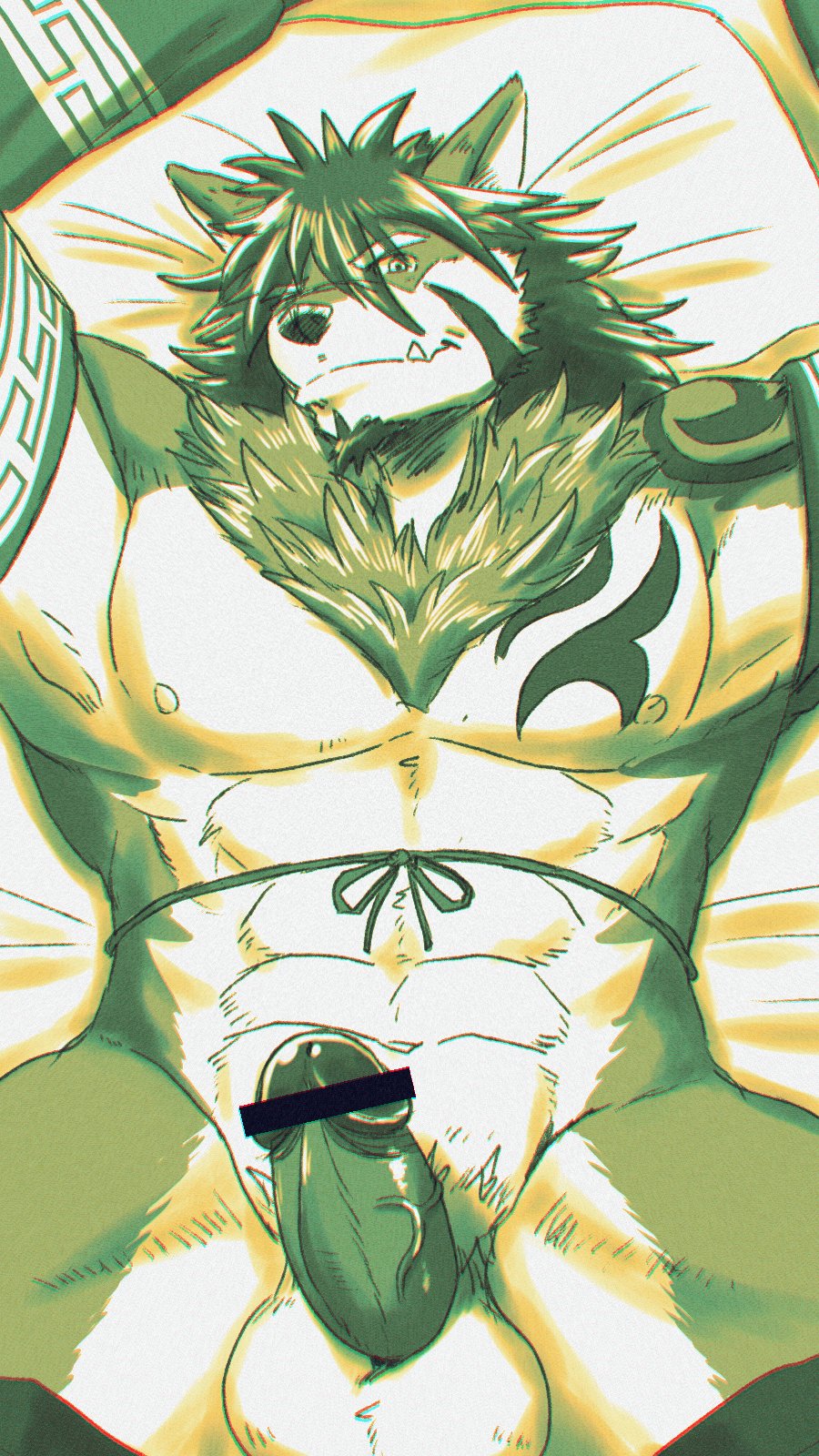 9:16 abs anthro balls biped canid canine canis fur genitals hair hi_res humanoid_genitalia humanoid_penis lying male mammal multicolored_body multicolored_fur navel nipples on_back penis run_aki solo tattoo temujin tokyo_afterschool_summoners two_tone_body two_tone_fur video_games wolf