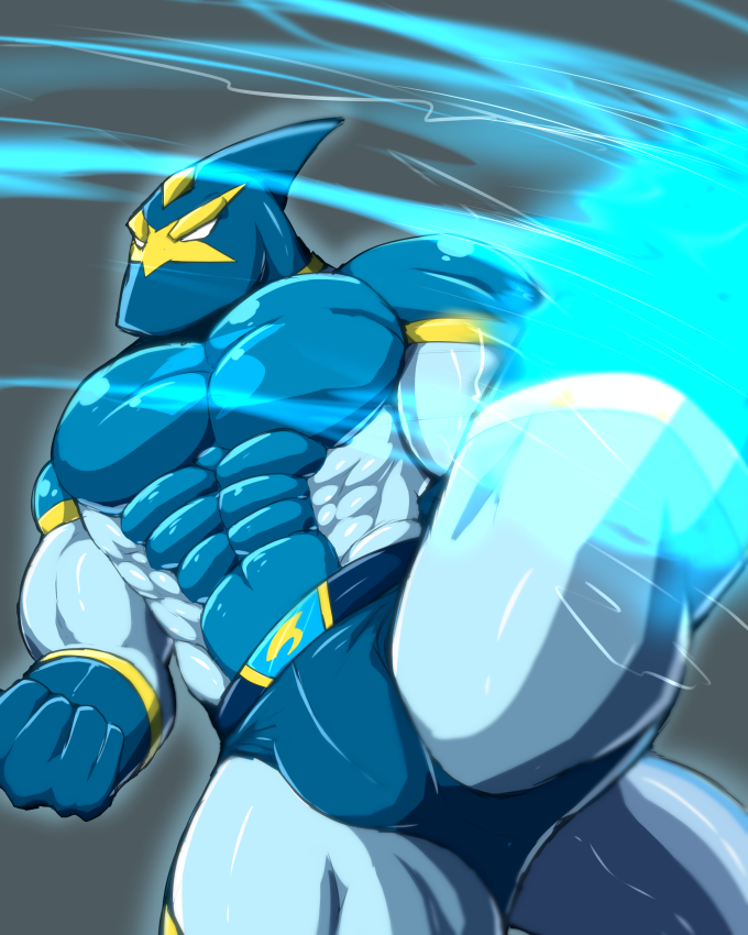 4:5 abs action_pose anthro biceps clothing fish kick male marine muscular muscular_anthro muscular_male pecs pose ryuukikeito shark solo steel_shark_(character) suit superhero
