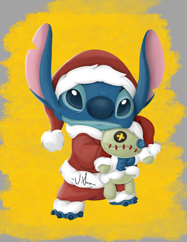 2020 alien better_version_at_source blue_body blue_claws blue_nose button_(fastener) carrying christmas christmas_clothing christmas_headwear claws clothing disney experiment_(lilo_and_stitch) hat headgear headwear holidays lilo_and_stitch long_ears male no_sclera plushie santa_hat scrump semi-anthro smile solo soulshelter standing stitch_(lilo_and_stitch) toe_claws