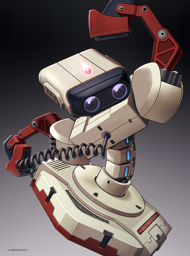 action_pose black_eyes controller famicom game_controller grey_body grey_eyes gyromite hybridmink light machine mouthless nintendo nintendo_controller nintendo_entertainment_system not_furry pose punch r.o.b. red_body robot solo video_games wire