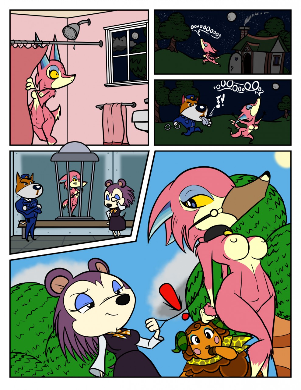 ! 2020 animal_crossing anthro bathroom bovid breasts building canid canine canis caprine clothed clothing collar comic copper_(animal_crossing) domestic_dog domination eulipotyphlan eyeshadow facepalm female female_domination freya_(animal_crossing) fur genitals group hedgehog hi_res house howl humiliation inkwell-pony labelle_able makeup male mammal moon muzzle_(object) night nintendo nipples nude petplay pink_body pink_fur plant police public purple_body purple_eyeshadow purple_fur pussy roleplay running sheep text timbra_(animal_crossing) towel tree video_games wolf yellow_eyes