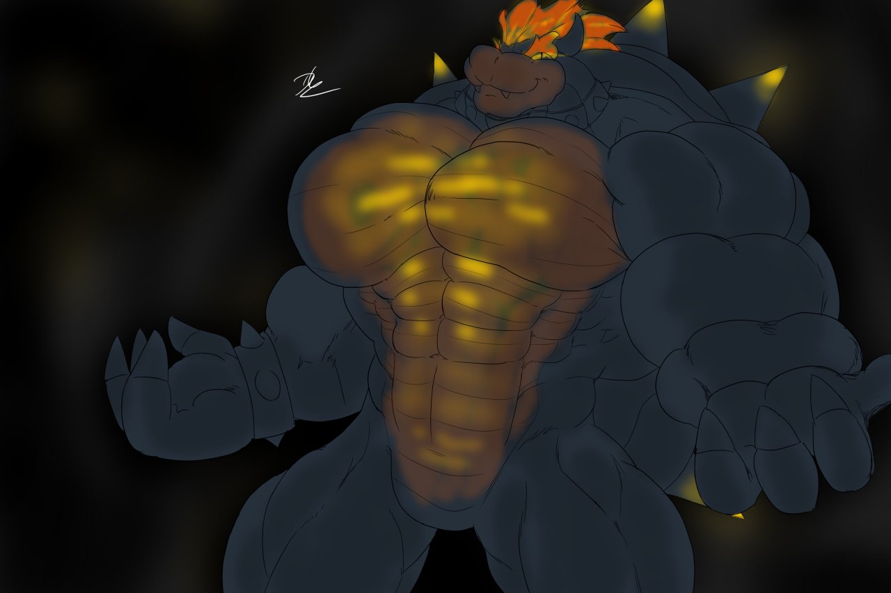 abs anthro big_muscles bowser bowser's_fury dischimera fury_bowser huge_muscles hyper hyper_muscles koopa male mario_bros muscular muscular_anthro muscular_male nintendo pecs reptile scalie solo video_games