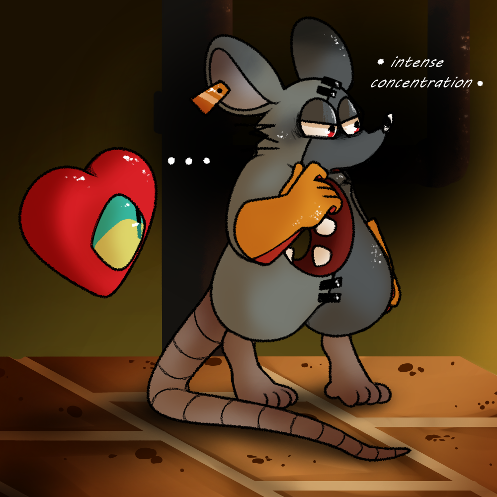 &lt;3 ... 1:1 anthro clothing comic concentration duo ear_tag gloves handwear heart_(mad_rat_dead) hole_(anatomy) humor mad_rat_(character) mad_rat_dead male mammal murid murine rat rodent stitch_(sewing) teanopi