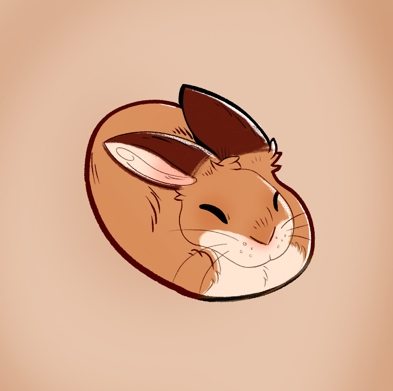 2021 ambiguous_gender brown_body brown_fur cider_(ciderbunart) eyes_closed feral fur lagomorph leporid mammal pointedfox rabbit simple_background solo whiskers