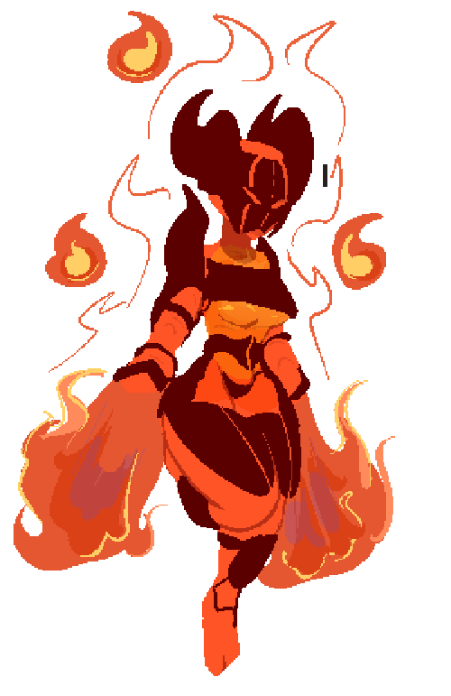 alpha_channel breasts clothed clothing elemental_creature female fire fire_creature floating horn magic monster not_furry orange_body simple_background solo tfzn transparent_background under_boob