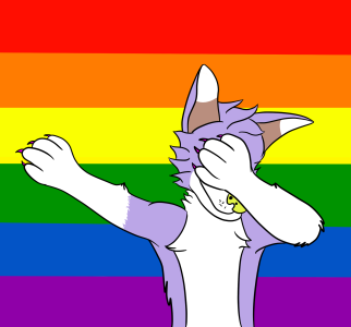 ambiguous_gender anonymous_artist anthro canid canine dab_pride dabbing fox half lgbt_pride low_res male male/male mammal meme nails pride_colors solo solo_focus
