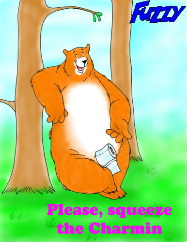 bear charmin charmin_bears forest fuzzy_(artist) leonard mammal mascots solo squeeze toilet_paper tree wood