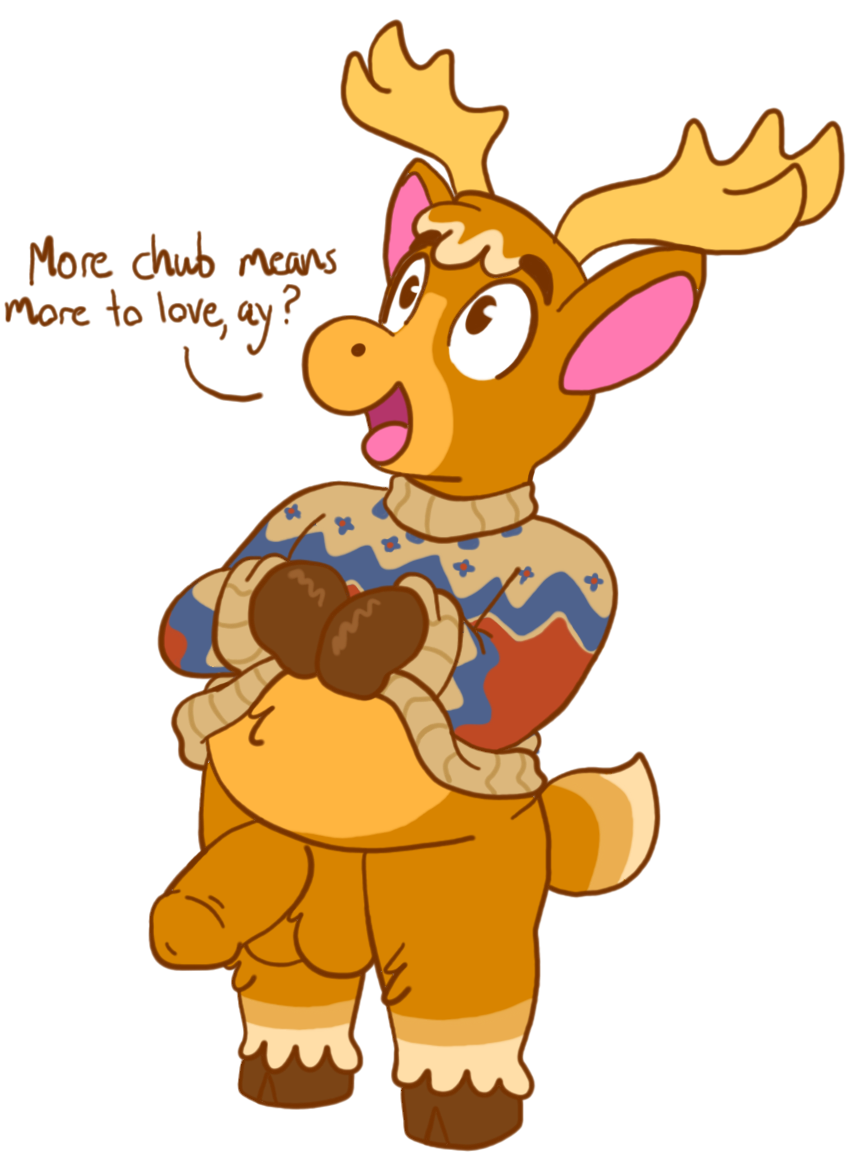 2021 animal_crossing anthro balls brown_body brown_fur capreoline cervid erik_(animal_crossing) fur genitals male mammal moose nintendo overweight overweight_anthro overweight_male penis sinribbons slightly_chubby solo video_games