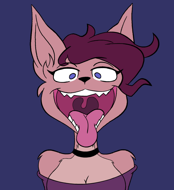 animated anthro blinking breasts breath canid canine choker cleavage clothed clothing female fox gaping_mouth jewelry mammal mouth_shot necklace open_mouth panting rookiex short_playtime solo tongue tongue_out uvula vore