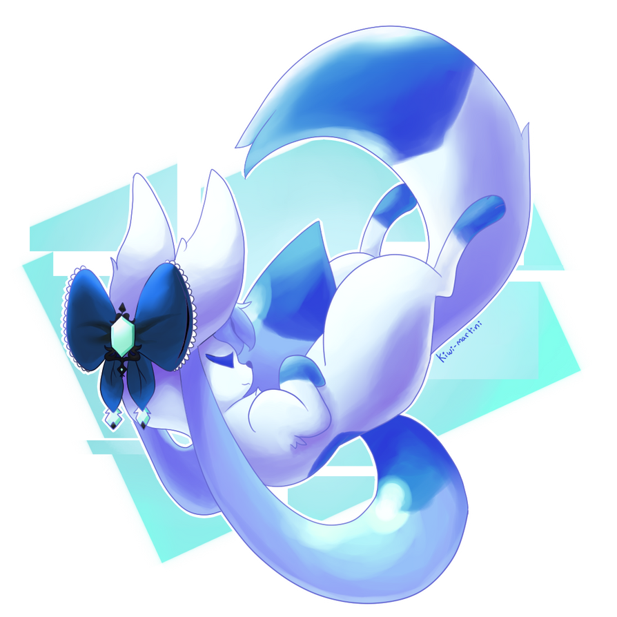 1:1 alpha_channel canid canine eeveelution female gaming glaceon kiwi-martini lying mammal nintendo pok&eacute;mon pok&eacute;mon_(species) pose ribbons simple_background sleeping solo transparent_background video_games
