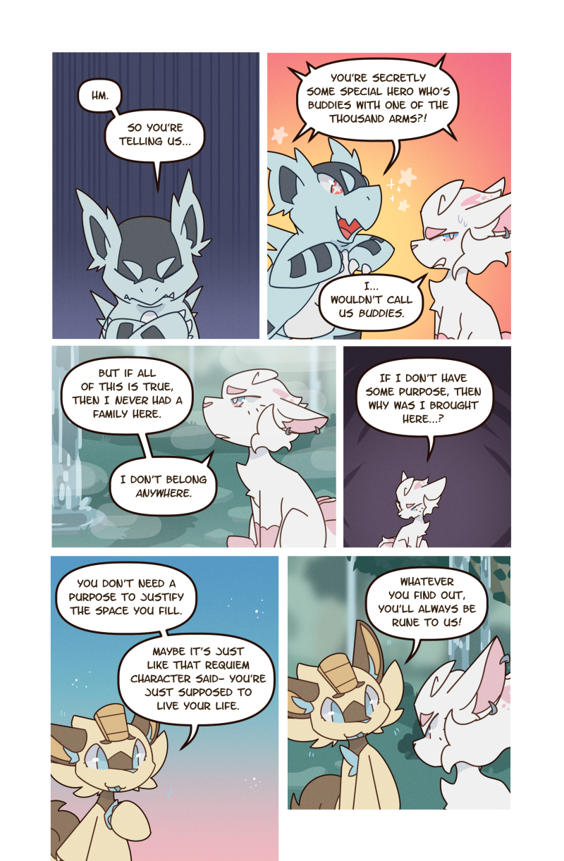 4_tails alolan_form alolan_vulpix ambiguous_gender anthro biped blue_body blue_eyes blue_fur brown_body brown_fur chest_tuft claws comic crossed_arms dialogue dielle_(wooled) ear_piercing ear_ring ears_back english_text feral finger_claws fog fur generation_1_pokemon gloves_(marking) grass group hi_res inigo_(wooled) inner_ear_fluff looking_at_another markings meowth multi_tail multicolored_eyes nidorina nintendo open_mouth open_smile piercing pink_body pink_eyes pink_fur pivoted_ears plant pokemon pokemon_(species) pokemon_mystery_dungeon quadruped red_eyes regional_form_(pokemon) ring_piercing rune_(wooled) shiny_pokemon sitting smile snout speech_bubble spikes spikes_(anatomy) standing starry_eyes tail talking_to_another text tuft two_tone_eyes waterfall white_body white_fur wooled yellow_body yellow_fur