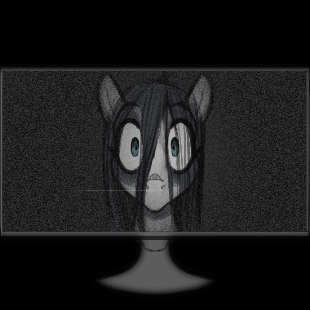 1:1 black_background computer_monitor equid equine fan_character hair hasbro horse jrvanesbroek long_hair looking_at_viewer mammal monitor my_little_pony pony simple_background solo zero_zero.exe_(oc)