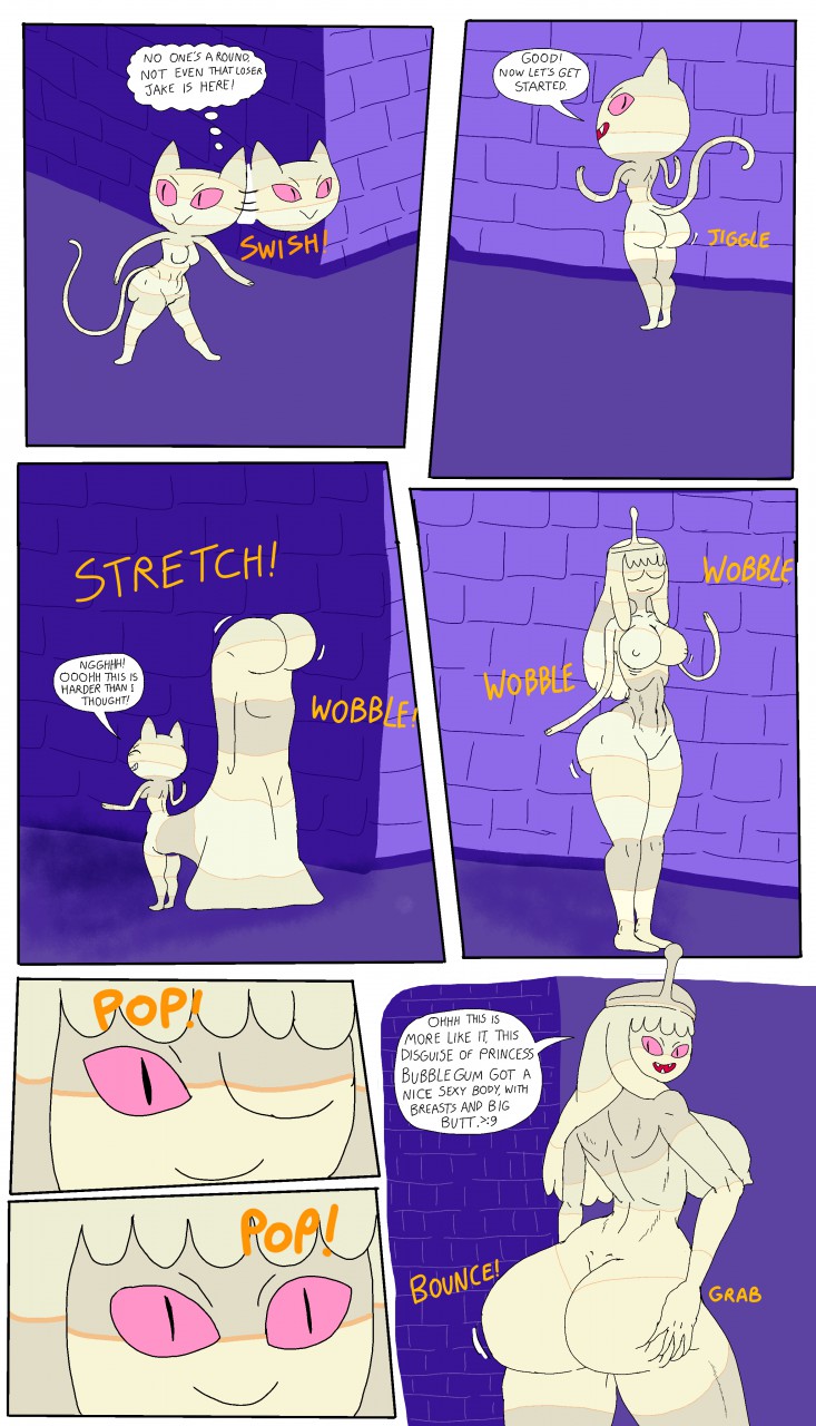 adventure_time anonymous_artist anthro breasts butt butt_grab butt_transformation cartoon_network comic domestic_cat fangs felid feline felis female hand_on_butt hi_res humanoid mammal me-mow nipples nude pink_eyes presenting presenting_hindquarters princess_bubblegum shape_shifter solo unknown_artist wide_hips