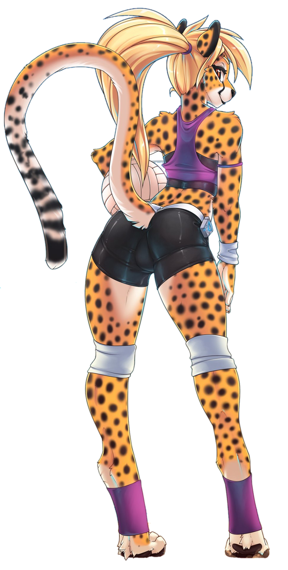 alpha_channel anthro ball bike_shorts blonde_hair bottomwear butt cheetah clothing felid feline female fluff-kevlar fur glistening glistening_clothing hair hi_res leg_warmers legwear mammal mihari ponytail shorts solo spandex spots spotted_body spotted_fur tight_clothing volleyball_(ball) yellow_body yellow_fur