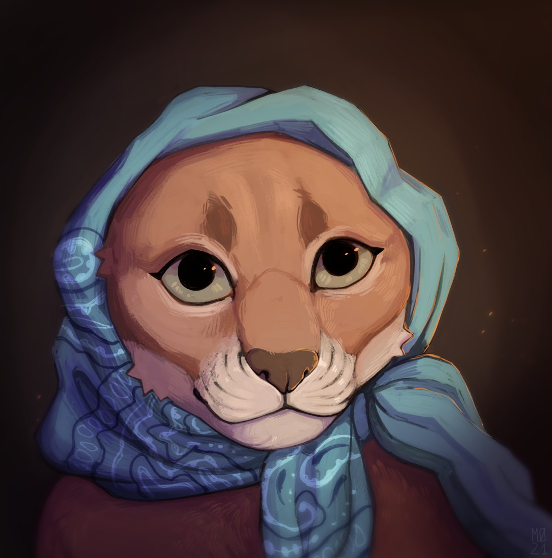 ambiguous_gender babushka bandanna big_floppa caracal caracal_(genus) clothed clothing digital_drawing_(artwork) digital_media_(artwork) felid feline feral humor kerchief mammal maynard0 meme