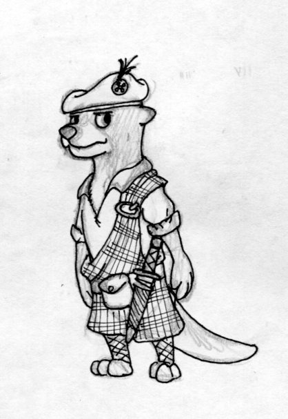 2016 3_toes 4_fingers anthro argyle_(pattern) argyle_clothing argyle_legwear belt belt_pouch black_and_white brooch clothing dagger ears_back feet fingers full-length_portrait ghillie_shirt graphite_(artwork) great_kilt jacobite_shirt kilt legwear looking_aside lutrine male mammal melee_weapon monochrome mustelid neutral_expression neutral_face pattern_clothing pattern_legwear pivoted_ears plaid plaid_clothing portrait river_otter rolled-up_sleeves rolled_sleeves rolled_up_sleeves scabbard scotland scottish sheathed_dagger sheathed_weapon shirt simple_background solo spiff sporran standing tam_o'_shanter tam_o'shanter toes topwear traditional_media_(artwork) weapon white_background white_clothing white_shirt white_topwear