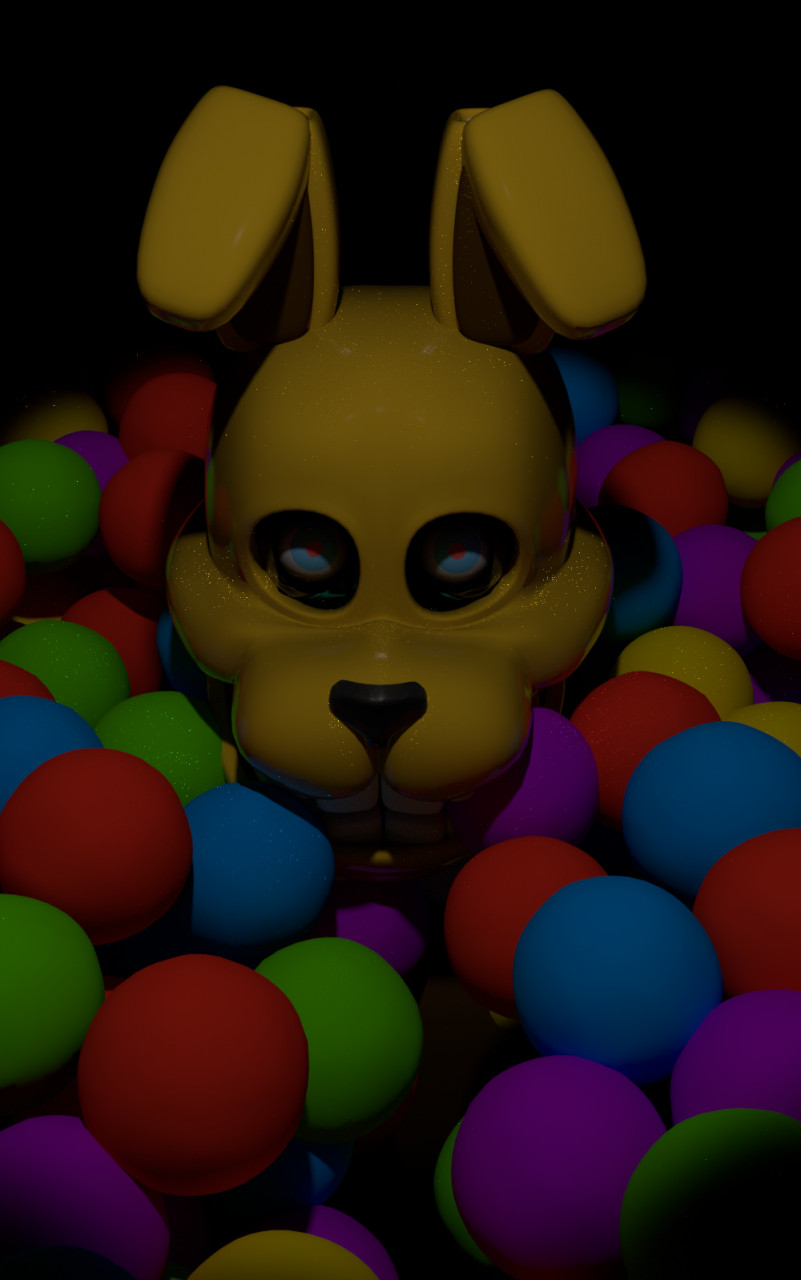 2021 3d_(artwork) ambiguous_gender animatronic anthro ball ball_pit big_teeth black_nose blue_eyes buckteeth close-up digital_media_(artwork) five_nights_at_freddy's five_nights_at_freddy's:_fazbear_frights hi_res into_the_pit lagomorph leporid looking_at_viewer machine mammal multicolored_eyes rabbit red_eyes robot smile solo spring_bonnie_(fnaf) teeth thearachne video_games yellow_body yellow_ears