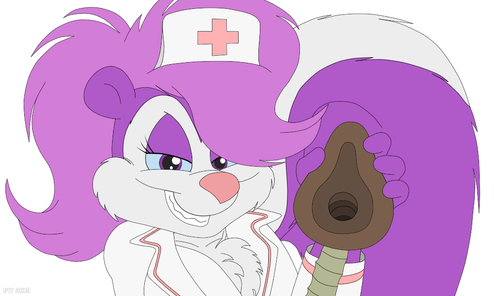 5:3 alpha_channel anesthetic anthro clothing female fifi_la_fume looking_at_viewer mammal medical_instrument mephitid mischievous nurse_clothing scientific_instrument simple_background skunk smile solo subarashi tiny_toon_adventures transparent_background warner_brothers