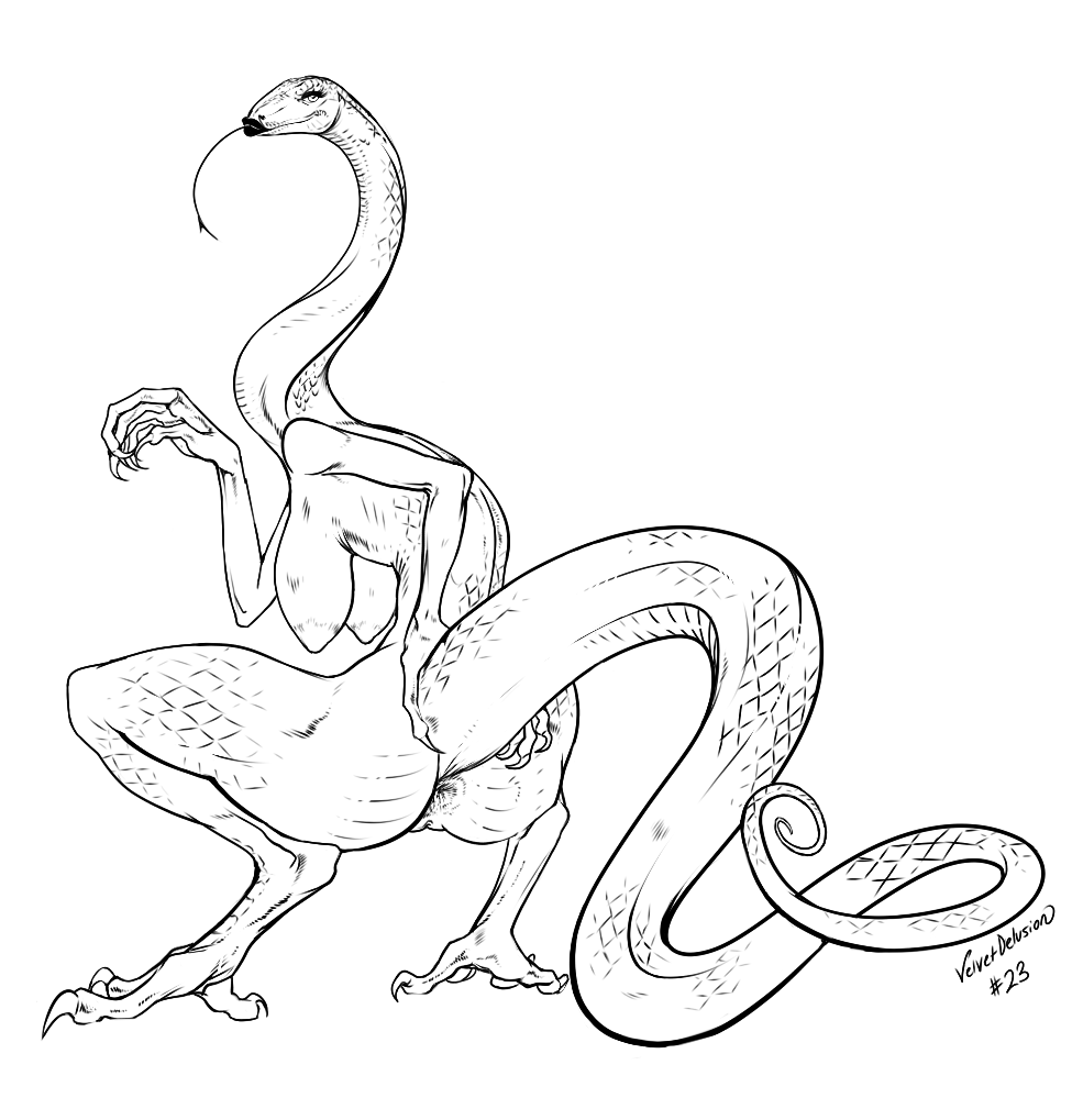 anthro anus breasts claws crouching digitigrade female forked_tongue genitals half-closed_eyes lips long_neck long_tail long_tongue long_torso looking_at_viewer mature_anthro mature_female monochrome narrowed_eyes non-mammal_breasts nude pussy reptile sagging_breasts scales scalie simple_background skinny smile snake solo tail_grab thick_lips tongue tongue_out velvetdelusion white_background wide_hips