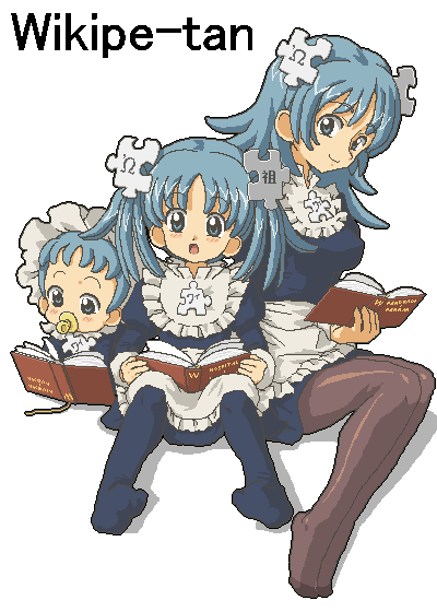 3girls age_comparison aliasing apron aqua_eyes aqua_hair baby bangs blue_dress blue_legwear blush book brown_legwear character_name child closed_mouth commentary disconnected_mouth dress english_commentary eyebrows_visible_through_hair frills full_body hair_ornament holding holding_book invisible_chair kasuga_(kasuga39) long_hair long_sleeves looking_at_viewer mouth_hold multiple_girls multiple_persona no_shoes oekaki official_art older open_book open_mouth pacifier pantyhose puzzle_piece_hair_ornament reading simple_background sitting smile time_paradox twintails waist_apron white_apron white_background wikipe-tan wikipedia younger