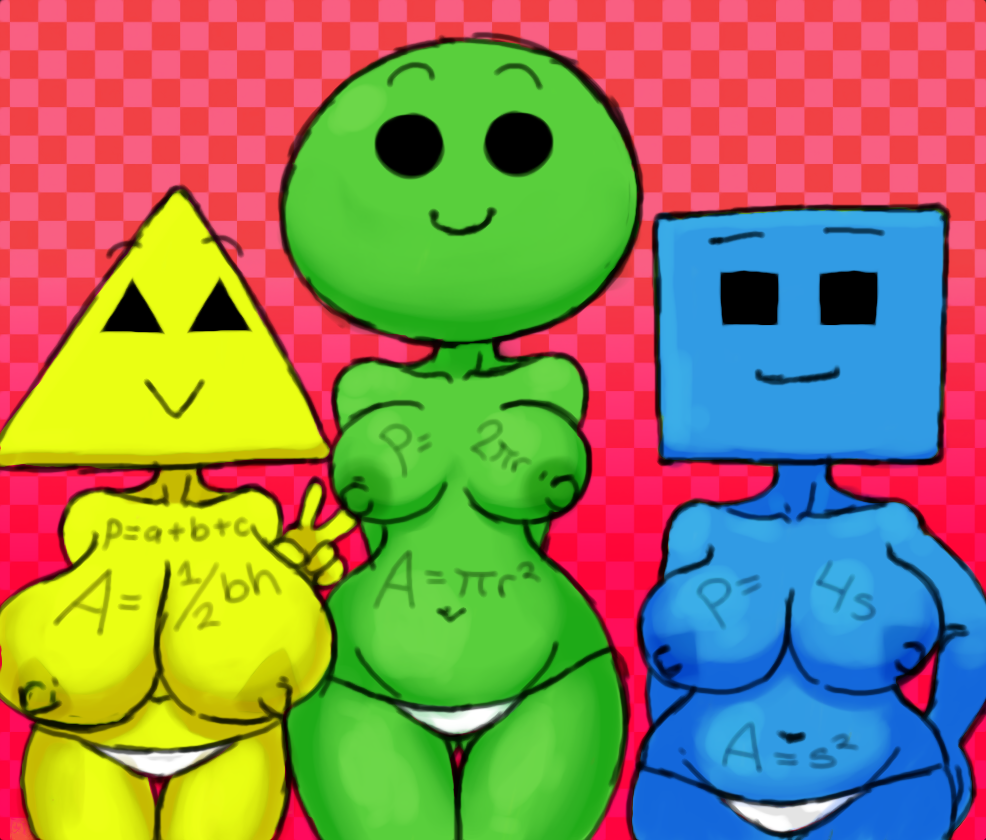 2021 big_breasts big_head black_eyes blue_body blue_skin breasts clothed clothing female for_a_head geometria_(series) geometrian_(species) geometry green_body green_skin group group_picture huge_breasts humanoid looking_at_viewer navel object_head panties peace_signs shirtbusters smile smiling_at_viewer tagme topless underwear white_panties yellow_body yellow_skin