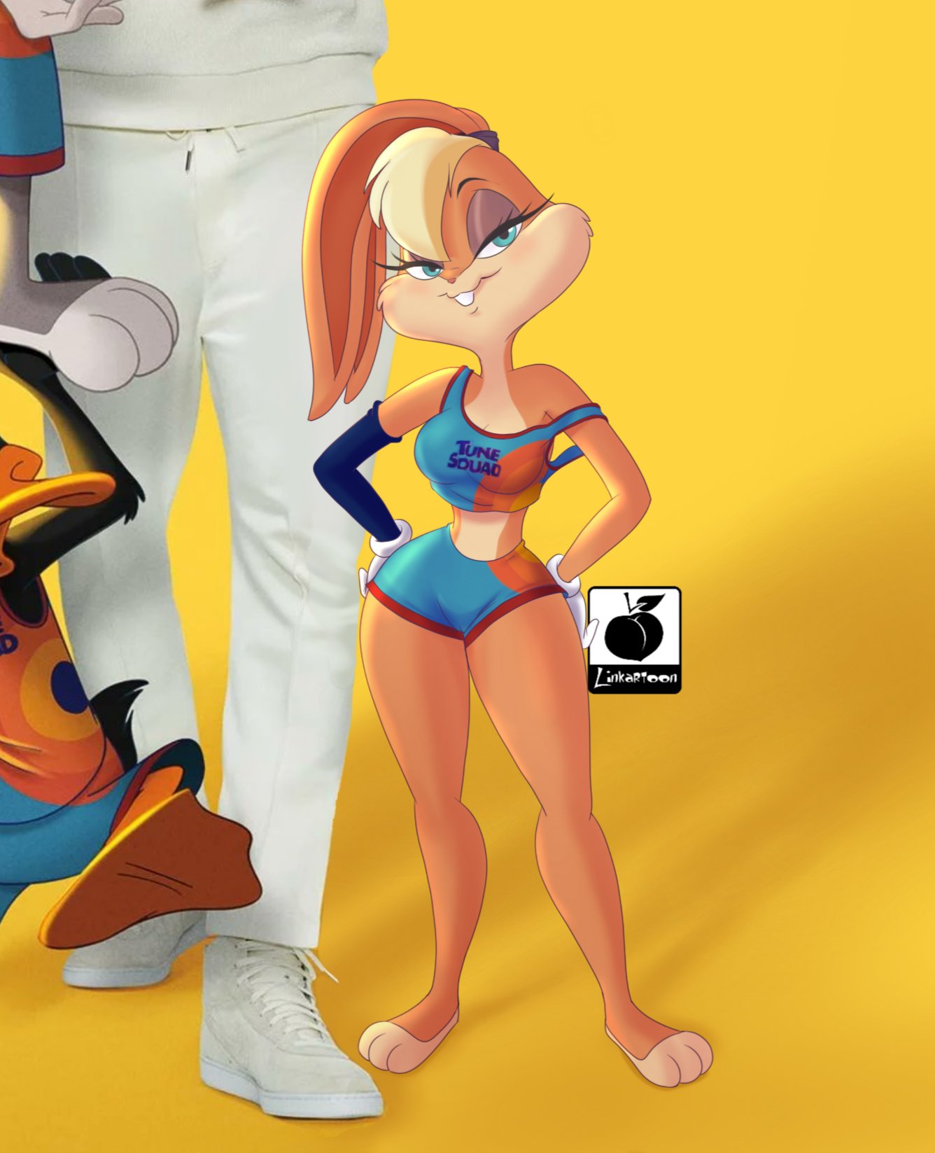 anatid anseriform anthro avian bird bugs_bunny clothing daffy_duck duck english_text female group hi_res human lagomorph lebron_james leporid linkartoon lola_bunny looney_tunes male mammal rabbit shirt space_jam text text_on_clothing text_on_shirt text_on_tank_top text_on_topwear topwear warner_brothers