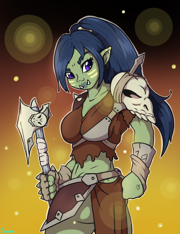 axe barbarian breasts clothed clothing edgarkingmaker female humanoid melee_weapon not_furry orc savage solo weapon