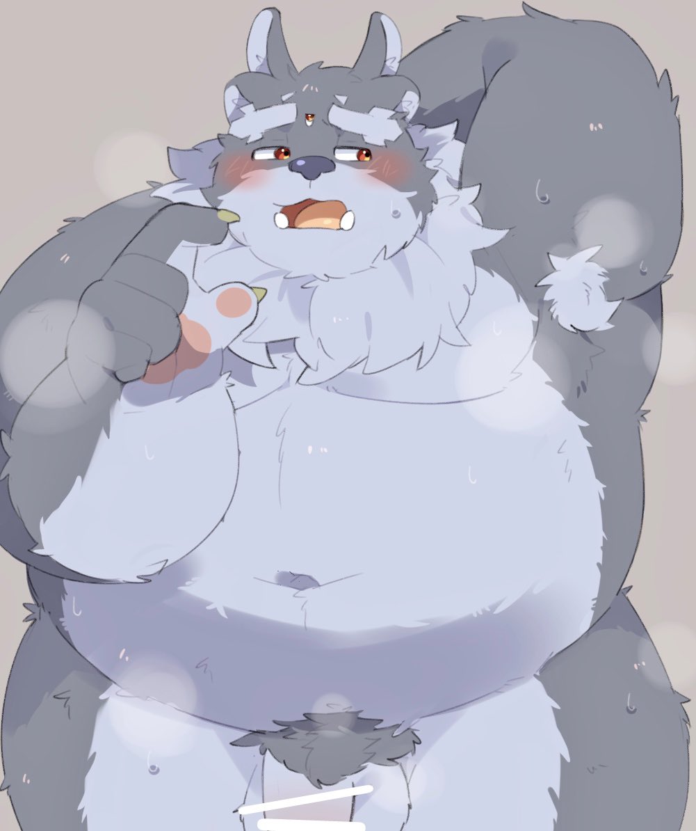 0119_muu 2021 anthro balls belly blush censored flaccid genitals kemono male moobs navel overweight overweight_anthro overweight_male penis solo tokyo_afterschool_summoners tsathoggua video_games