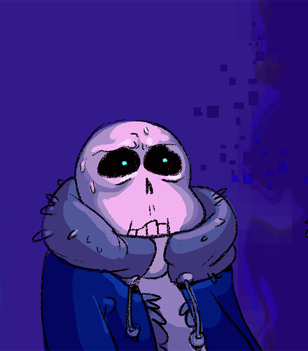 animated_skeleton blue_background bone male nearshotarts sans_(undertale) simple_background skeleton undead undertale video_games