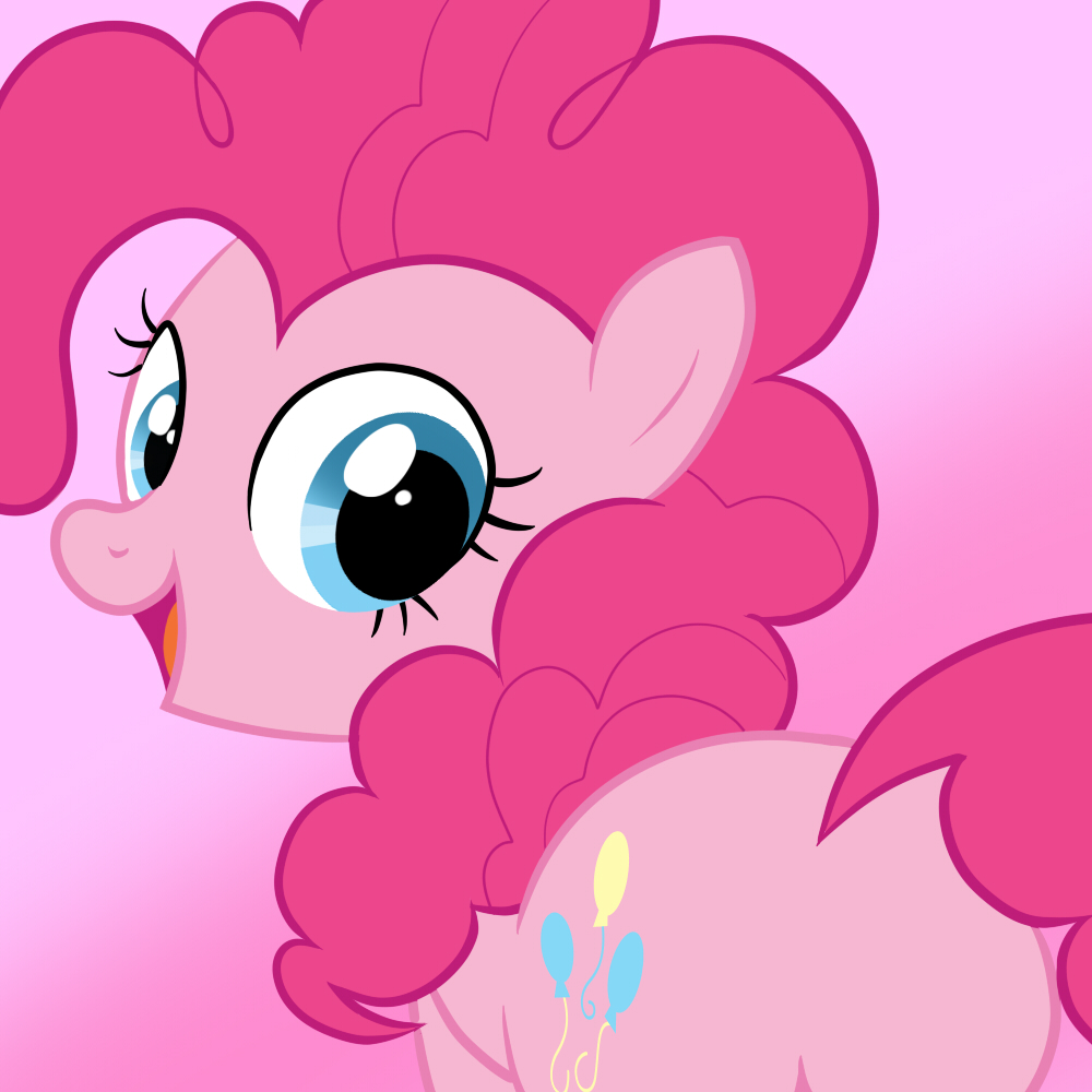 2015 blue_eyes butt cutie_mark earth_pony equid equine female feral friendship_is_magic hair horse looking_at_viewer mammal my_little_pony open_mouth open_smile pink_hair pinkie_pie_(mlp) pony simple_background smile solo tongue zigrock001