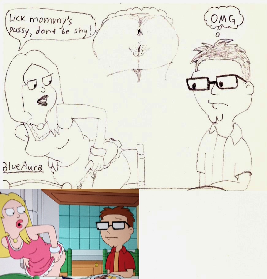 age_difference american_dad blueaurapower butt female francine_smith genitals human male male/female mammal mature_female mother mother_and_child mother_and_son parent parent_and_child pussy shaved_pussy son steve_smith traditional_media_(artwork) young