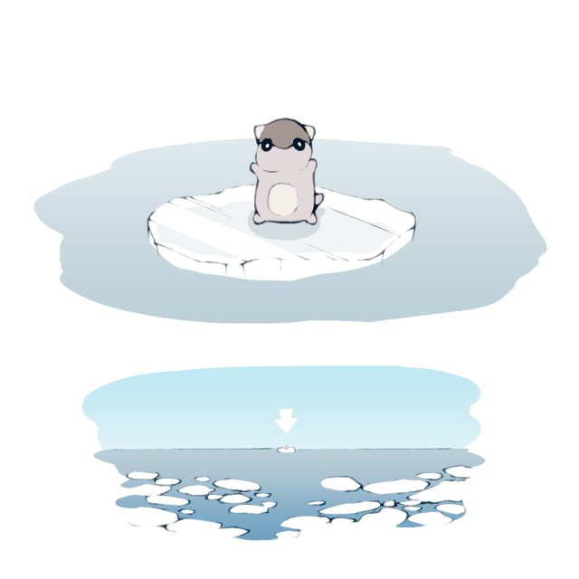 baby baby_kangaskhan danger feral glacier ice minashirazu nintendo pok&eacute;mon pok&eacute;mon_(species) sea solo stranded video_games water young