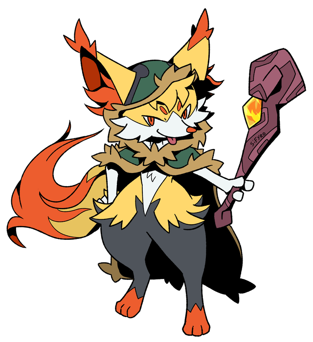 anthro blitzdrachin braixen canid cloak clothing conditional_dnp fluffy fluffy_ears fluffy_tail invalid_tag magic_user mammal nintendo pok&eacute;mon pok&eacute;mon_(species) red_eyes rod video_games wide_hips