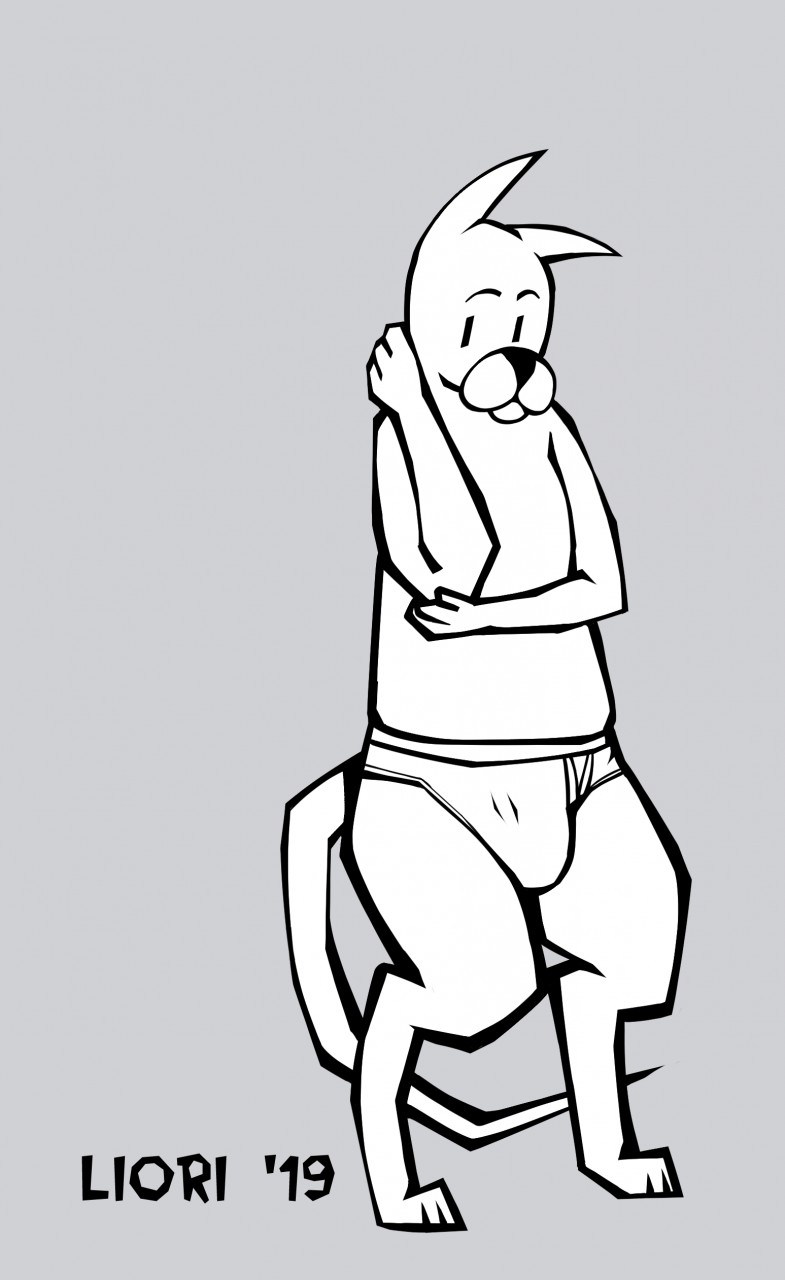 achewood anthro barefoot briefs bulge clothed clothing domestic_cat feet felid feline felis grey_background hand_on_head hi_res male mammal redo_(artist) roast_beef_kazenzakis signature simple_background solo text tighty_whities topless underwear white_clothing white_underwear