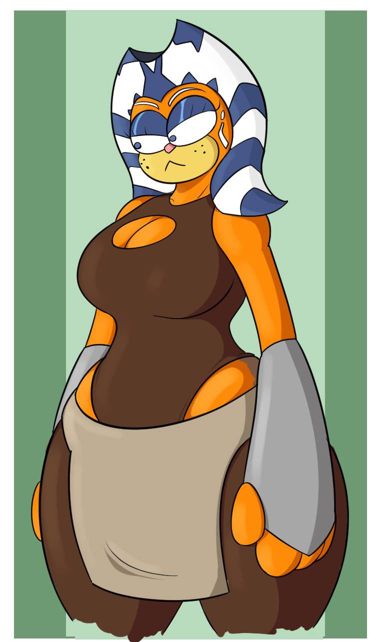 ahsoka_tano anthro big_breasts breasts clothed clothing domestic_cat eyelashes eyeshadow felid feline felis female fur garfield_(series) garfield_the_cat half-closed_eyes hi_res kingofsorrow makeup mammal narrowed_eyes orange_body simple_background solo star_wars sudoku_(mad) wide_hips