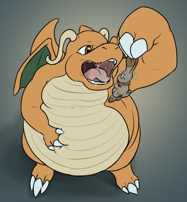 2015 3_fingers 3_toes ambiguous_gender ambiguous_pred ambiguous_prey anthro anthro_pred belly big_belly biped bodily_fluids brown_body brown_eyes brown_fur bunnelby claws digital_media_(artwork) dragon dragonite drooling duo fangs feet feral feral_prey finger_claws fingers fur gaping_mouth glistening glistening_eyes gradient_background grey_background grey_body grey_fur hand_on_stomach high-angle_view holding_belly holding_character horn hungry imminent_vore kobaltsilverstar lagomorph larger_anthro mammal membrane_(anatomy) membranous_wings mouth_shot nintendo nude open_mouth oral_vore orange_body orange_scales overweight overweight_ambiguous overweight_anthro pink_tongue plantigrade pok&eacute;mon pok&eacute;mon_(species) reptile saliva scales scalie scared sharp_teeth simple_background size_difference smaller_feral soft_vore standing sweat sweatdrop tan_body tan_scales teeth throat toe_claws toes tongue tongue_out video_games vore white_claws wide_eyed wings