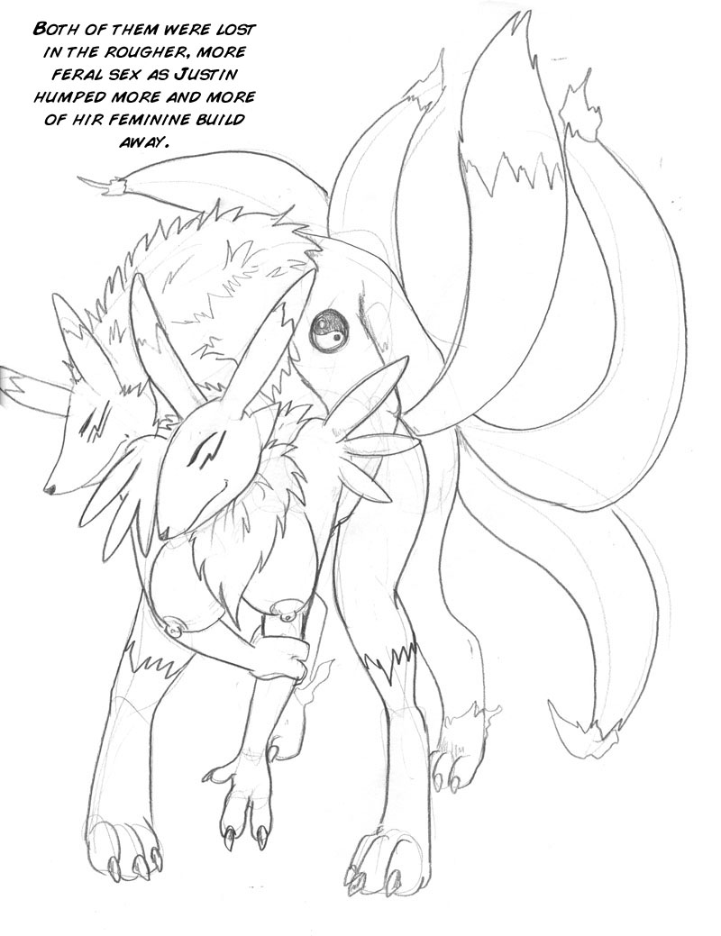 all_fours anthro anthro_on_feral anthro_penetrated arania bestiality canid digimon digimon_(species) doggystyle duo eyes_closed facial_markings female female_penetrated feral feral_penetrating feral_penetrating_anthro from_behind_position head_markings herm_(lore) kyubimon male male/female male_penetrating male_penetrating_female mammal markings neck_tuft nude penetration renamon sex transformation tuft