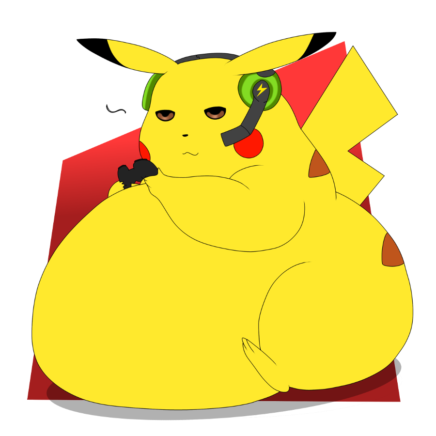 1:1 alpha_channel belly clothing colored controller fat_arms fat_butt feral fur headgear headphones headset headwear male nintendo overweight overweight_male pikachu pok&eacute;mon pok&eacute;mon_(species) smappa solo video_games yellow_body yellow_fur yellow_tail