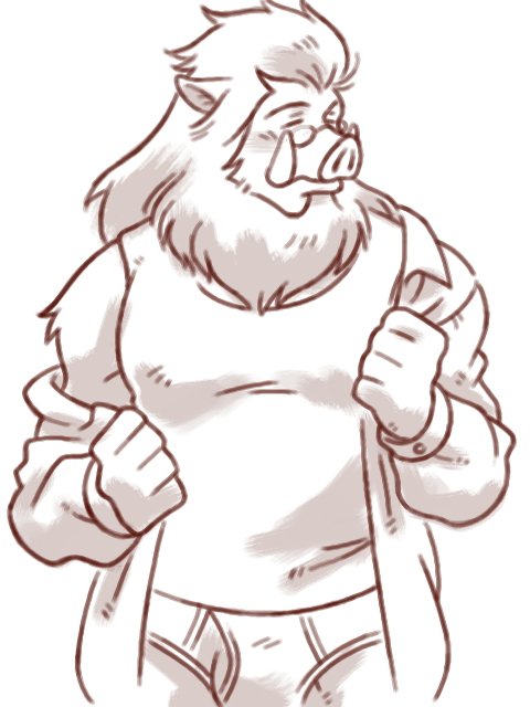 anthro beard briefs bulge clothing dress_shirt eyes_closed eyewear facial_hair glasses iozen male mammal monochrome pig_snout shirako shirt simple_background solo suid suina sus_(pig) tank_top the_boy_and_the_beast topwear tusks unbuttoned_shirt underwear white_background wild_boar