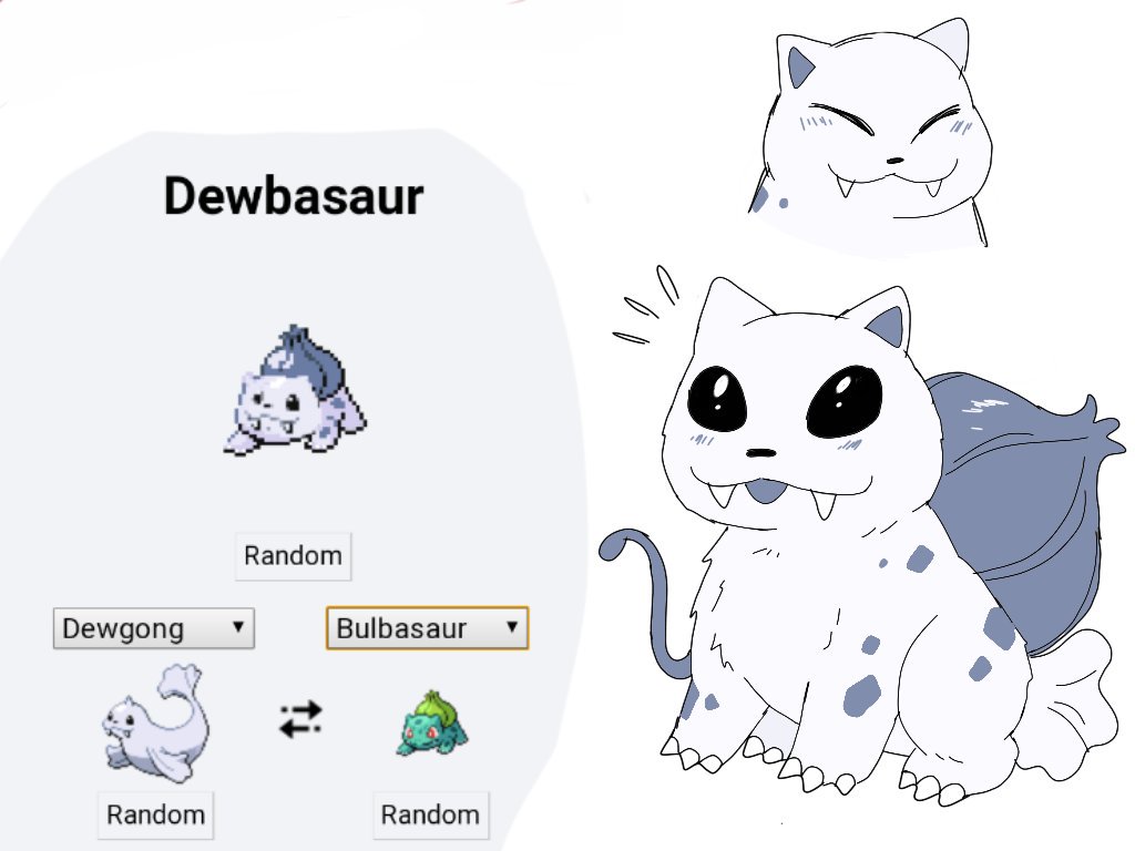 2019 :3 ambiguous_gender biped black_eyes bulbasaur dewgong digital_media_(artwork) english_text eyes_closed feral fur fusion grey_tongue nintendo pok&eacute;mon pok&eacute;mon_(species) pokefusion puppychan48 quadruped simple_background solo teeth text tongue video_games white_background white_body white_fur