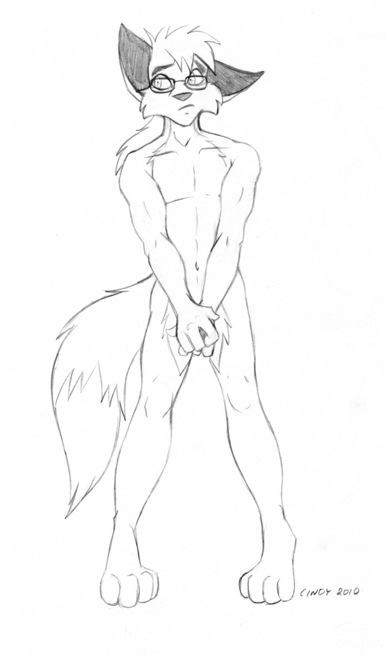 anthro canid canine covering covering_crotch embarrassed_nude_exposure embarrassed_nude_male eyewear fox hi_res male mammal mikhail_(artist) monochrome muscular muscular_anthro muscular_male nude simple_background solo