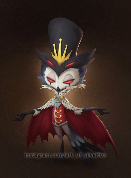 avian bird cloak clothed clothing demon fur hat headgear headwear helluva_boss male owl red_eyes royalty silverfox5213 simple_background solo spread_arms standing stolas_(vivzmind) text top_hat url white_body white_fur