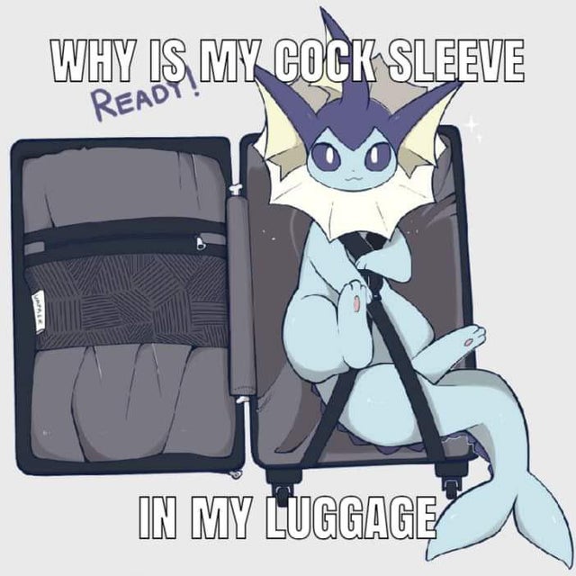 ambiguous_gender blue_body blue_sclera canid canine cat_in_the_bag_meme comments cute_face eeveelution explicit_text feral fish fox good_dog humor luggage mammal marine meme my_body_is_ready nintendo packing pok&eacute;mon pok&eacute;mon_(species) pupils solo text unknown_artist vaporeon video_games white_pupils