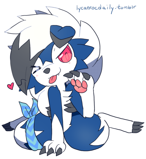 &lt;3 2017 3_claws 3_fingers 3_toes accessory alpha_channel anthro blue_body blue_fur blush canid canine chest_tuft claws cute_expression cute_fangs digitigrade ears_down fangs feet female fiddleafox fingers fluffy fluffy_chest fur leg_accessory looking_at_viewer looking_away lycanroc mammal midnight_lycanroc moro_(fiddleafox) nintendo one_eye_closed pawpads paws pink_pawpads pivoted_ears pok&eacute;mon pok&eacute;mon_(species) red_eyes sharp_claws shiny_pok&eacute;mon smile solo text thick_thighs toes tongue tongue_out tuft url video_games watermark white_body white_fur wink