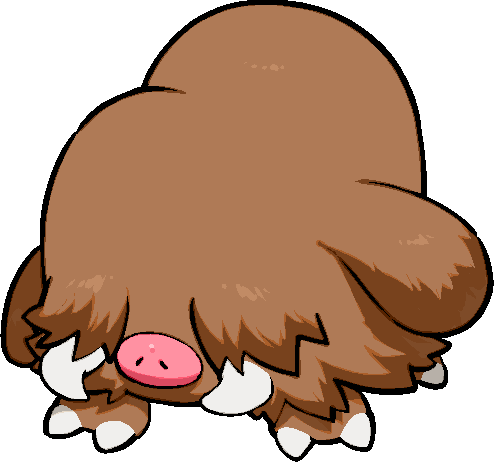 animal_focus boar brown_hair covered_eyes kawaanago lowres no_humans pig_nose piloswine pokemon pokemon_(creature) tusks