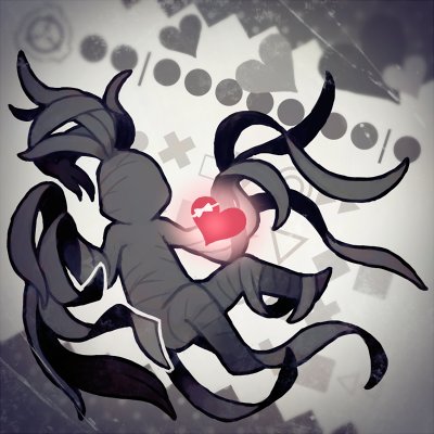 &lt;3 1:1 2018 amamidori ambiguous_gender biped black_and_white_and_red black_ribbon black_tentacles chibi circle digital_media_(artwork) digital_painting_(artwork) fabric_creature faceless full-length_portrait grey_heart holidays humanoid logo low_res monster monstrous_humanoid pictographics portrait red_glow scp-2521 scp_foundation solo square standing tentacles triangle_(shape) valentine's_day valentine's_day_card white_bow x_symbol