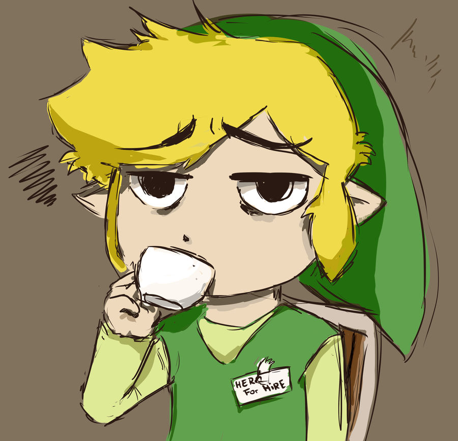 beverage blonde_hair clothing container cup english_text fratellanza hair hat headgear headwear humanoid humanoid_pointy_ears hylian light_body light_skin male nintendo not_furry simple_background solo text the_legend_of_zelda toon_link wind_waker